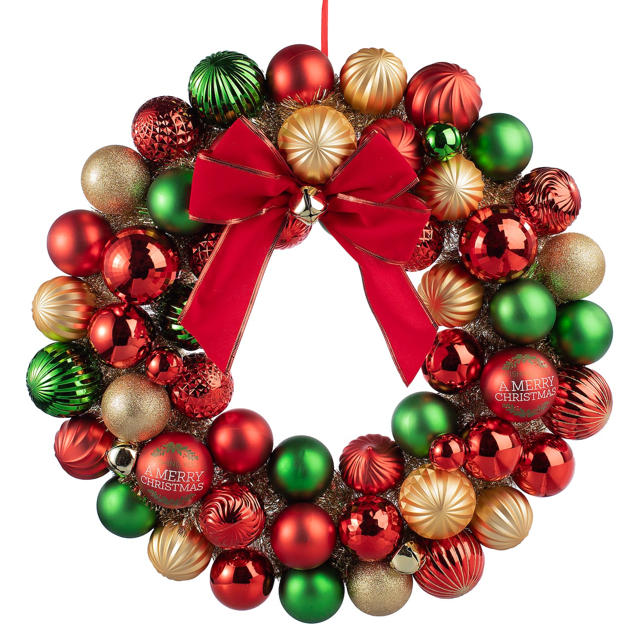 24" Red, Green & Gold Ornament Wreath with Bow by Ashland®